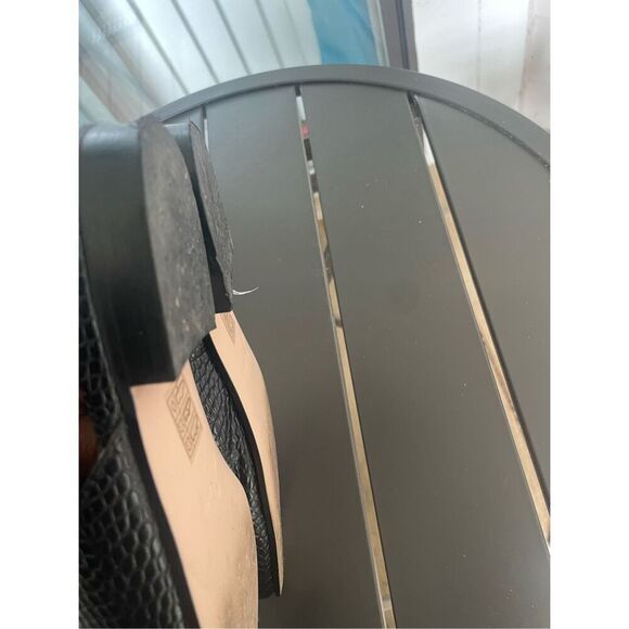 JCrew Leather Croc Embossed Slip on Mule Black Tassel size 8 - Picture 14 of 16